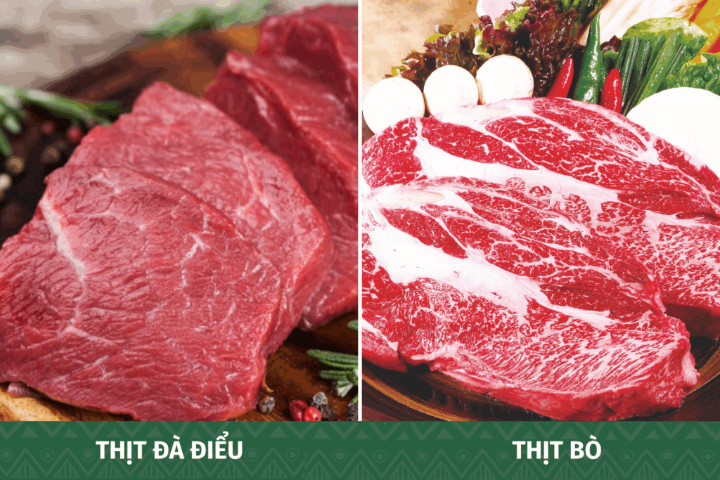so sánh thịt bò và thịt đà điểu về độ mềm và khả năng tiêu hóa