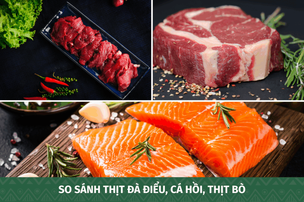 so sánh thịt đà điểu cá hồi thịt bò về cholesterol và sức khỏe tim mạch