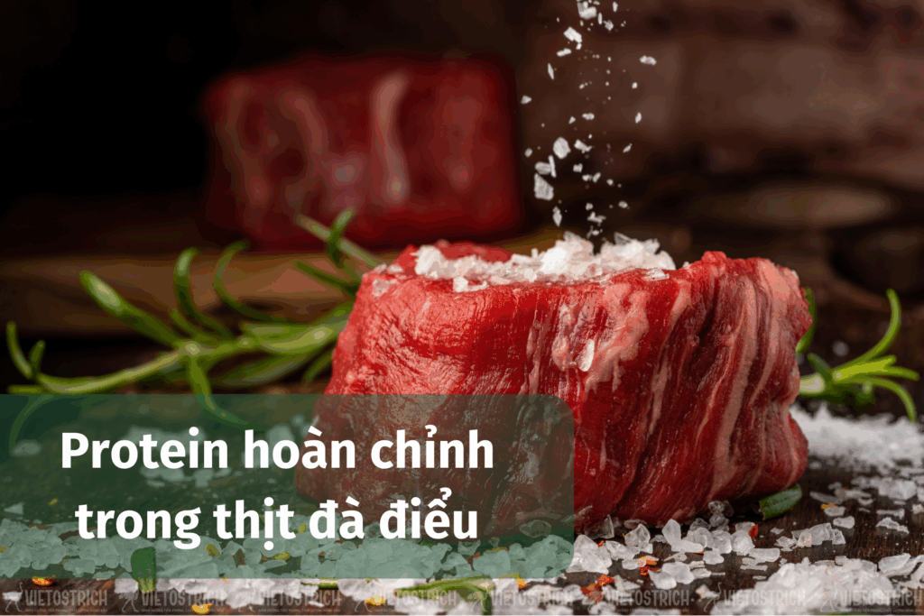 Thịt đà điểu VietOstrich giàu protein hoàn chỉnh và ít chất béo.